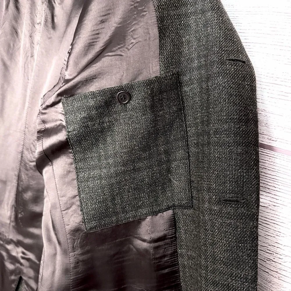Italian Wool Cashmere Sport Coat 40R Brown Glen Plaid Prince of Wales Italy